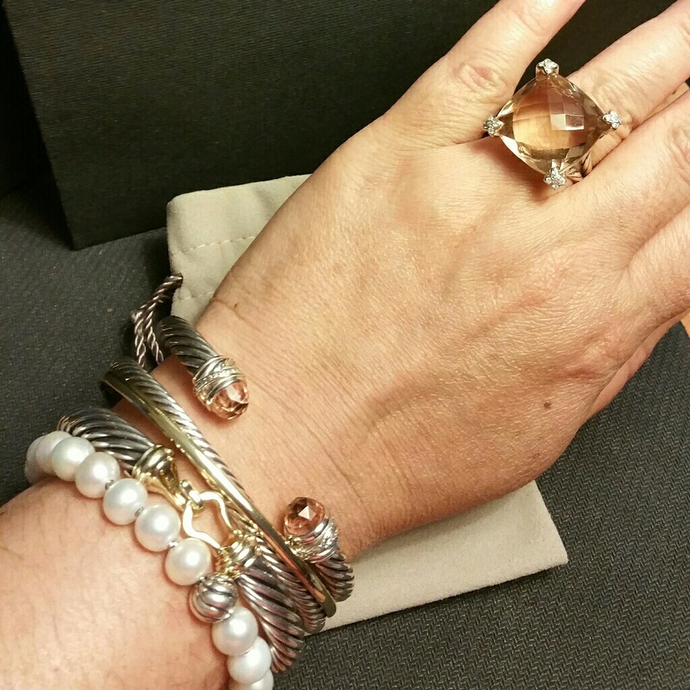David Yurman Morganite & Diamond Cuff Bracelet